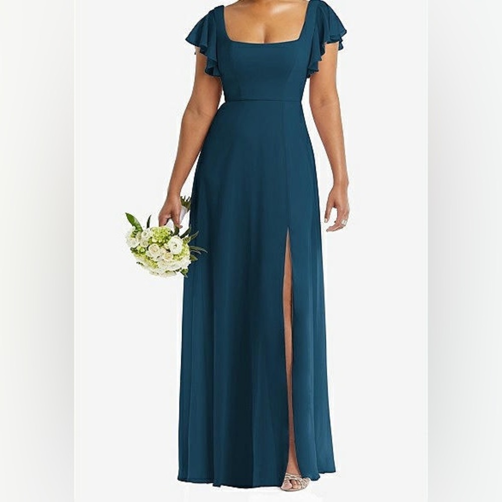 Flutter Sleeve Scoop Open-Back Chiffon Maxi Dress - image 8